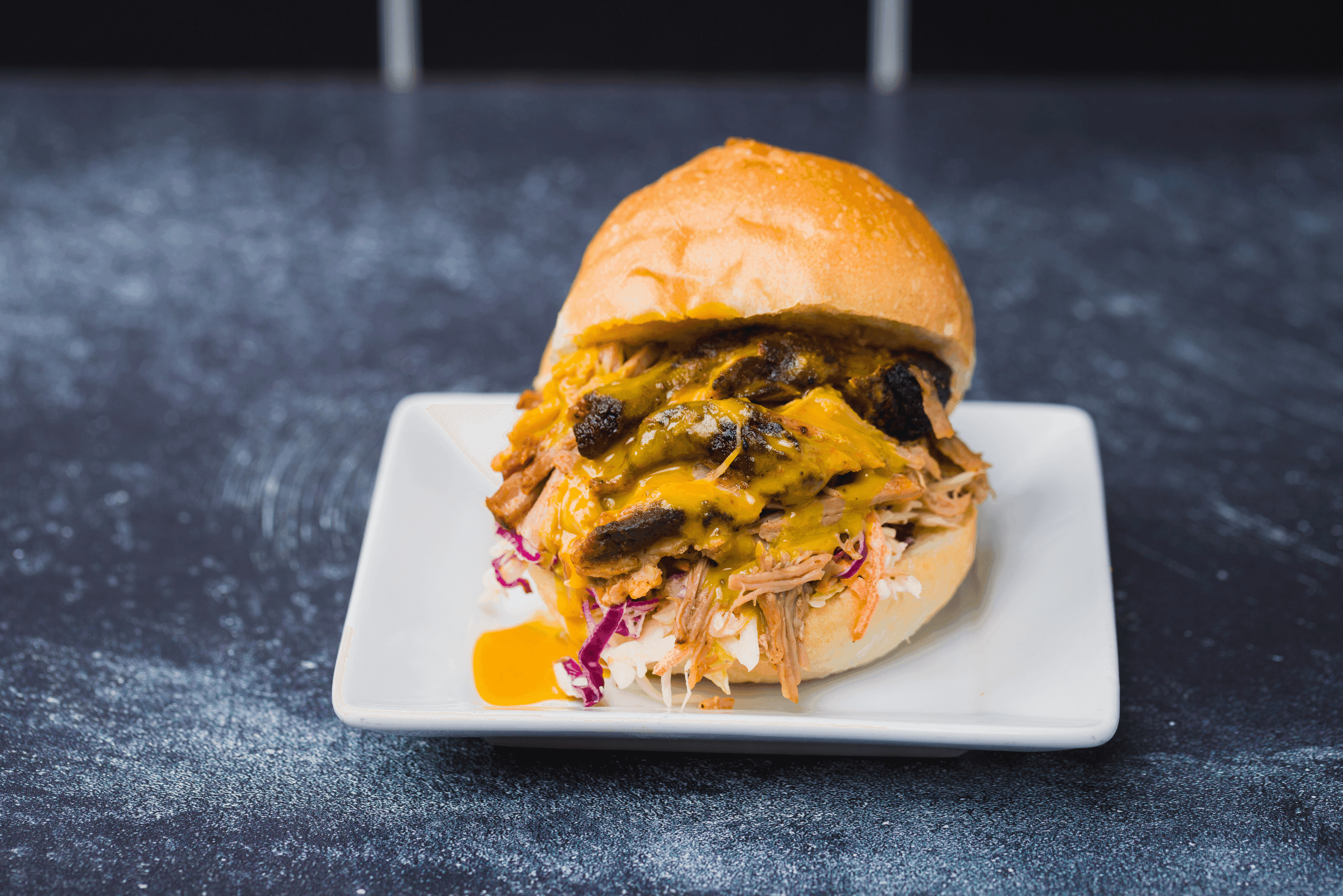 Carolina Gold Pulled Pork Sandwich with Coleslaw
